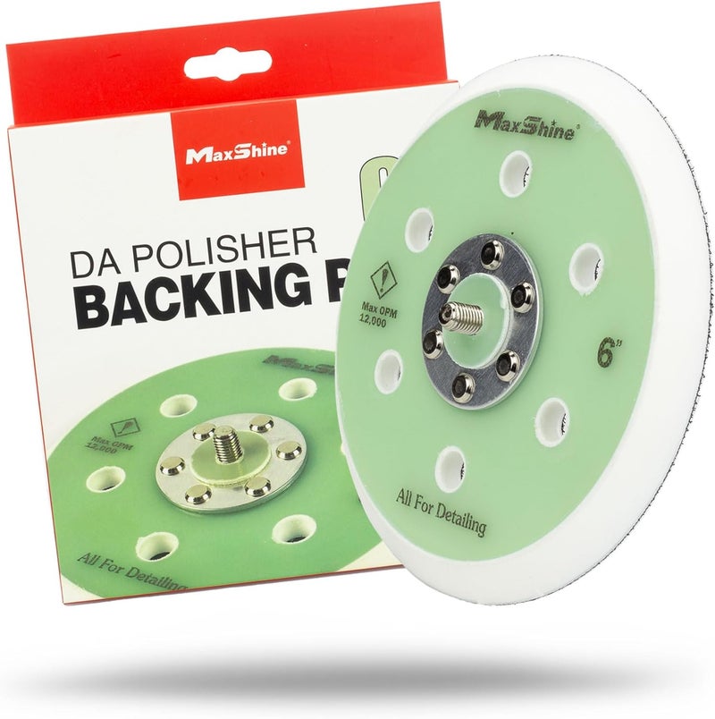 MaxShine 6” Universal Hook & Loop Dual Action Backing Plate | Fits Polishers with 5/16” Thread | Supports Up to 10,000 OPM | Compatible with All Dual Action Polishers for Buffing & Polishing Pads - Image 1