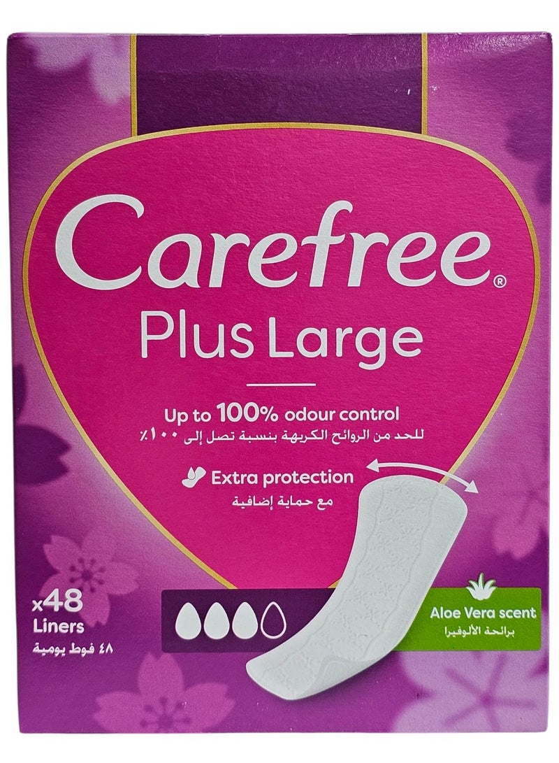 كيرفري فوط صحية كير فري بلاص لارج للحد من الروائح الكريهة مع حماية إضافية  .برائحة الألوفيرا .48فوطة