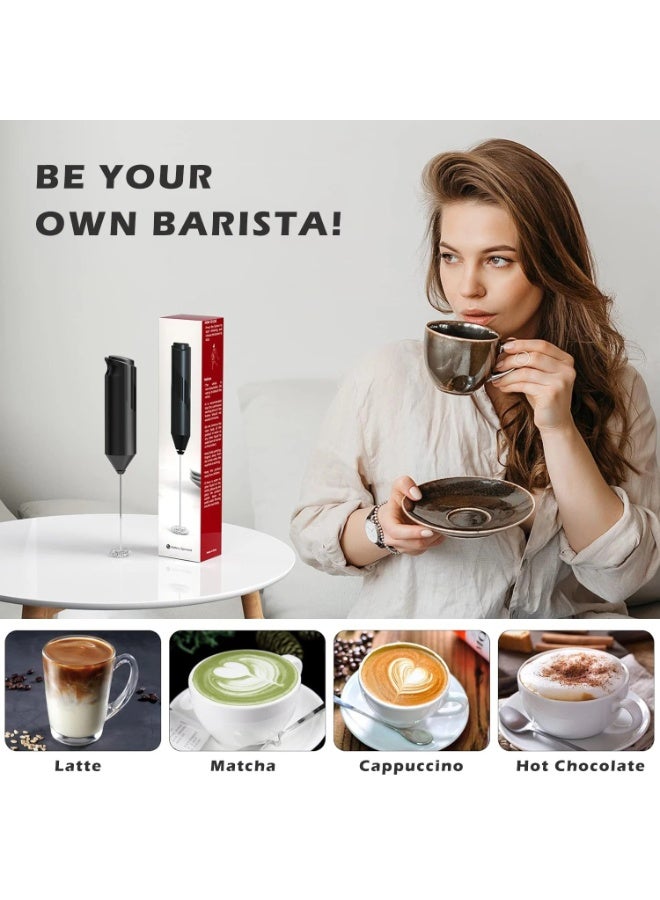 BLUBRAIN Battery Operated Milk Frother with Stand, Handheld Coffee Foam Maker, Stainless Steel Whisk, Portable Mini Drink Mixer for Latte, Cappuccino, Matcha, Hot Chocolate, Protein Shake - Multicolour - Image 2