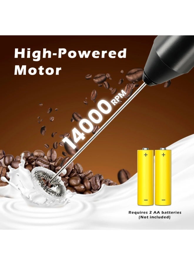 BLUBRAIN Battery Operated Milk Frother with Stand, Handheld Coffee Foam Maker, Stainless Steel Whisk, Portable Mini Drink Mixer for Latte, Cappuccino, Matcha, Hot Chocolate, Protein Shake - Multicolour - Image 3