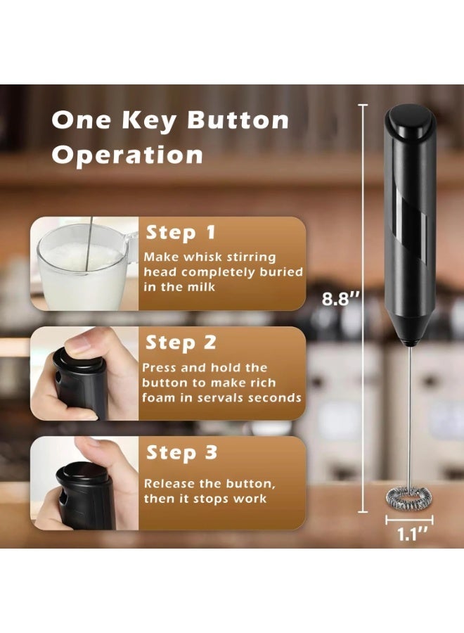BLUBRAIN Battery Operated Milk Frother with Stand, Handheld Coffee Foam Maker, Stainless Steel Whisk, Portable Mini Drink Mixer for Latte, Cappuccino, Matcha, Hot Chocolate, Protein Shake - Multicolour - Image 4