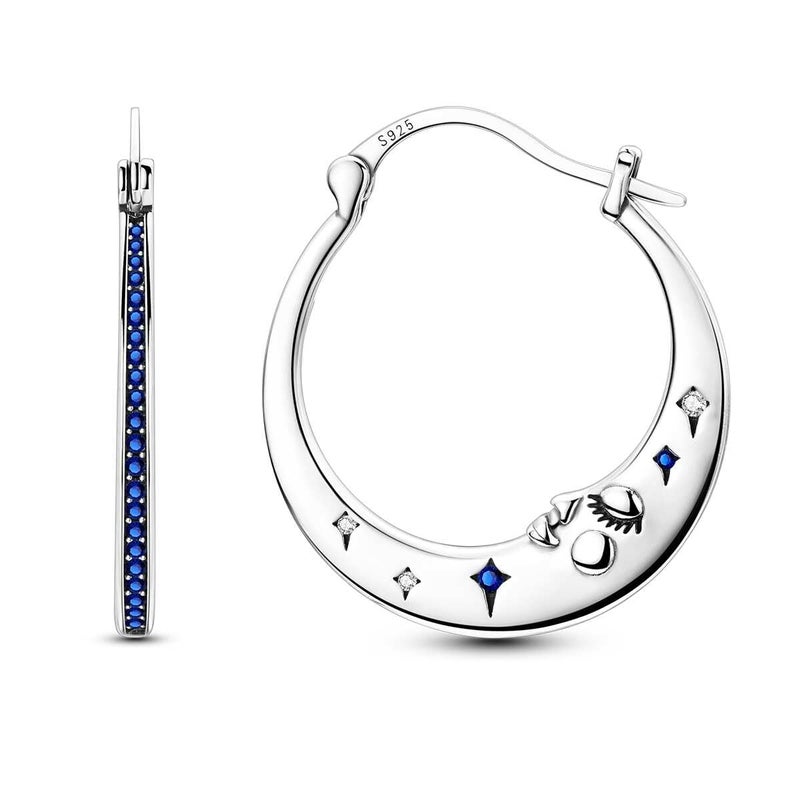 LAZA 925 Sterling Silver Star Earrings for Women Dangle Hoop Earrings Colorful Cubic Zirconia Earrings Silver Hoops Jewelry - Image 1