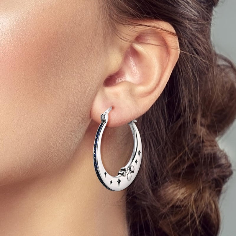 LAZA 925 Sterling Silver Star Earrings for Women Dangle Hoop Earrings Colorful Cubic Zirconia Earrings Silver Hoops Jewelry - Image 4