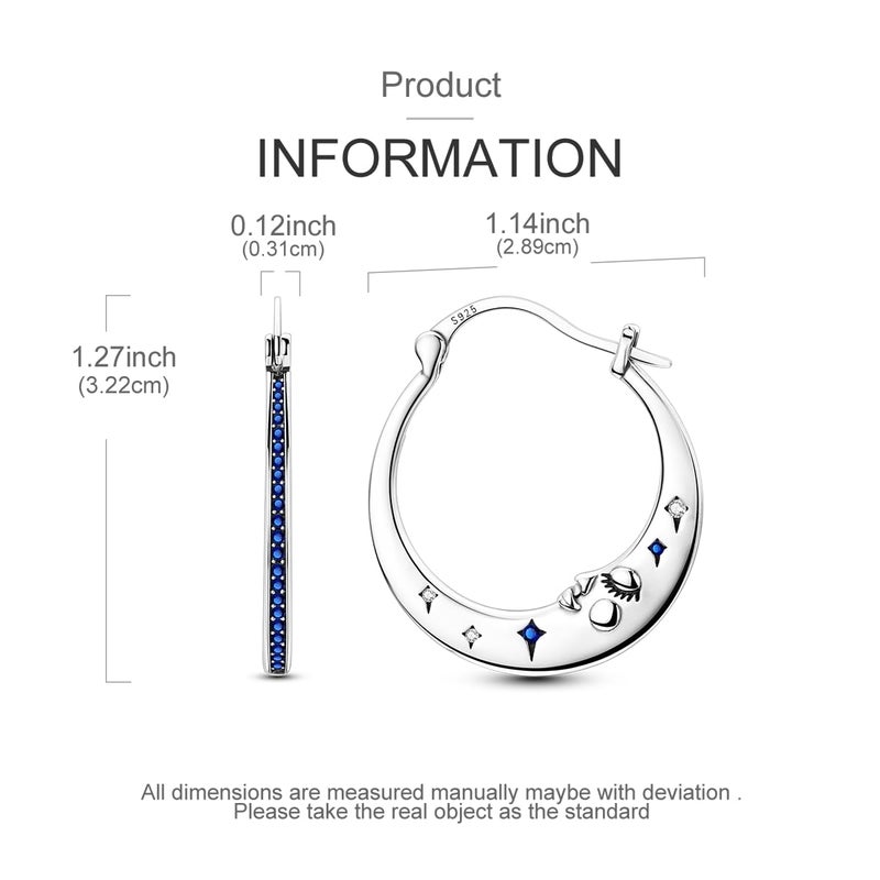 LAZA 925 Sterling Silver Star Earrings for Women Dangle Hoop Earrings Colorful Cubic Zirconia Earrings Silver Hoops Jewelry - Image 3