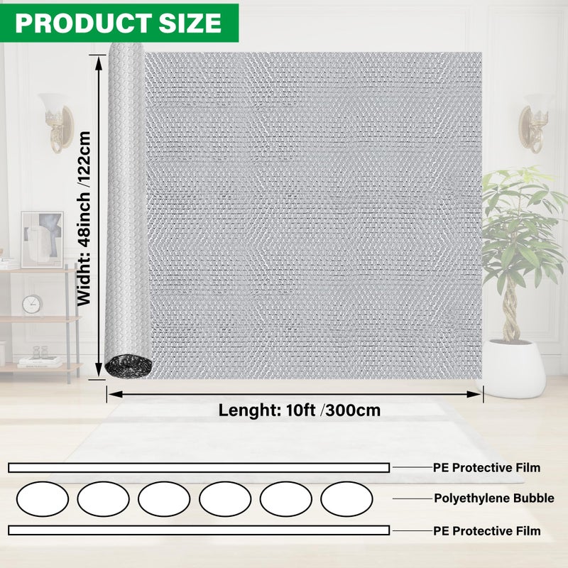 winemana Window Insulation Roll, 48IN x 10FT Reflective Heat Shield Bubble Film, Double-Sided Aluminum Foil Insulation, Weatherproof Garage Door Cover for Windows, RV, Basement, Winter & Summer - Image 3