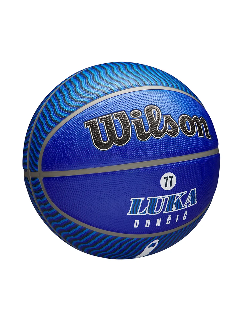 Wilson NBA Player Icon Outdoor Basketball - Luka - Size 7 for +12 years old and Adults - Blue/White