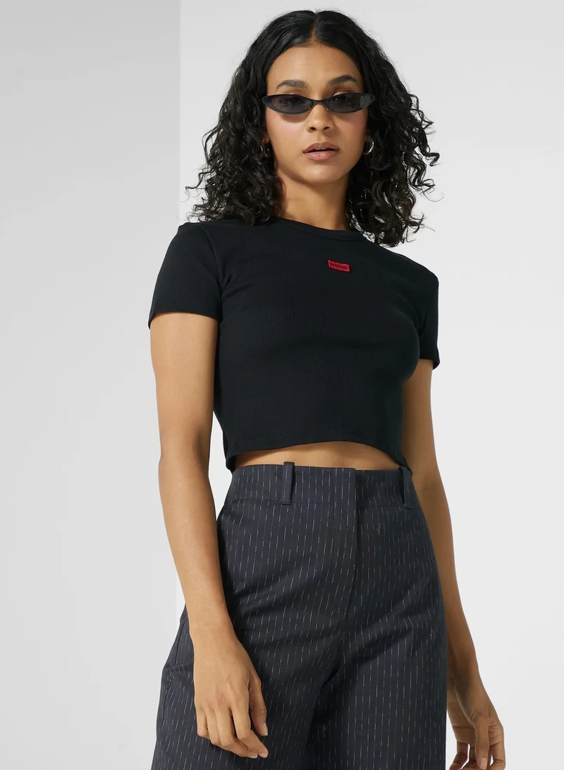 HUGO Crew Neck Crop Top