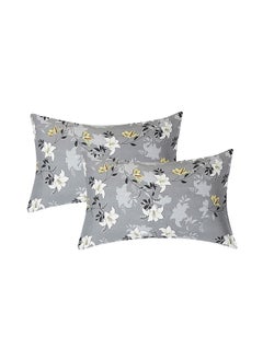 Status Contract Status Contract-Cotton Rich Double Bedsheet with 2 Pillow Covers for Bed Room, Home, Hotel-120 GSM, Grey-White Flower, 220 X 240 Cm  - Image 4