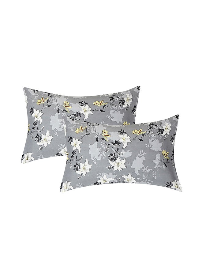 Status Contract Status Contract-Cotton Rich Double Bedsheet with 2 Pillow Covers for Bed Room, Home, Hotel-120 GSM, Grey-White Flower, 220 X 240 Cm  - Image 4