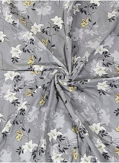 Status Contract Status Contract-Cotton Rich Double Bedsheet with 2 Pillow Covers for Bed Room, Home, Hotel-120 GSM, Grey-White Flower, 220 X 240 Cm  - Image 5