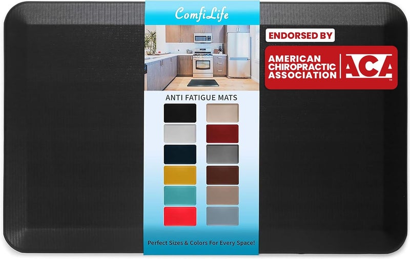 ComfiLife Anti Fatigue Floor Mat - 3/4 Inch Thick Kitchen and Office Mat (24" x 70", Black) - Image 1