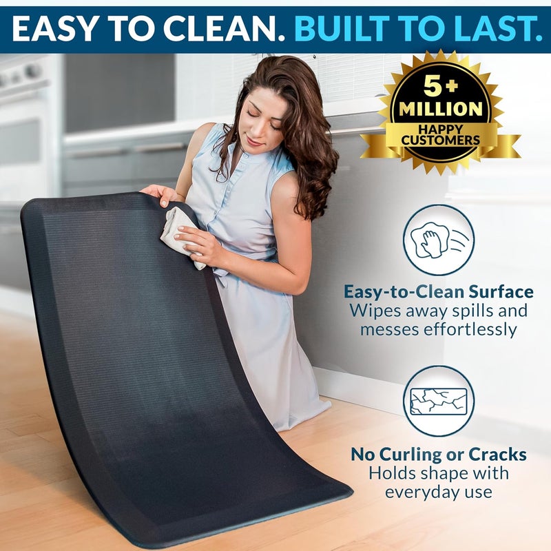 ComfiLife Anti Fatigue Floor Mat - 3/4 Inch Thick Kitchen and Office Mat (24" x 70", Black) - Image 5
