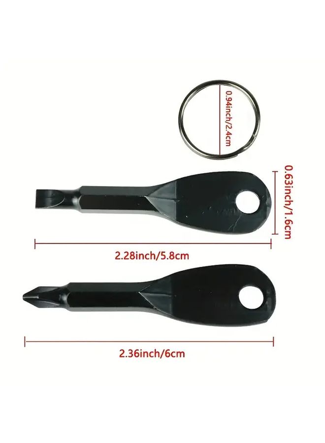 2Pcs Black Portable Screwdriver Keychain Tool For Outdoor Camping Accessories - Image 3