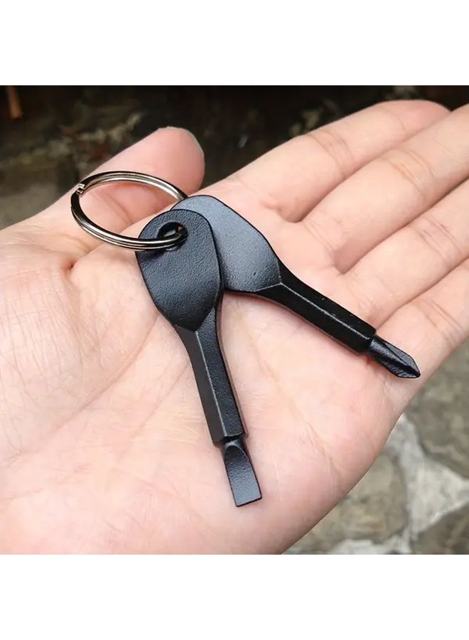 2Pcs Black Portable Screwdriver Keychain Tool For Outdoor Camping Accessories - Image 5