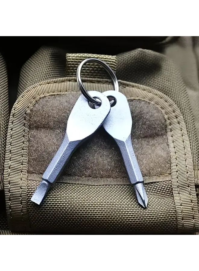2Pcs Black Portable Screwdriver Keychain Tool For Outdoor Camping Accessories - Image 4