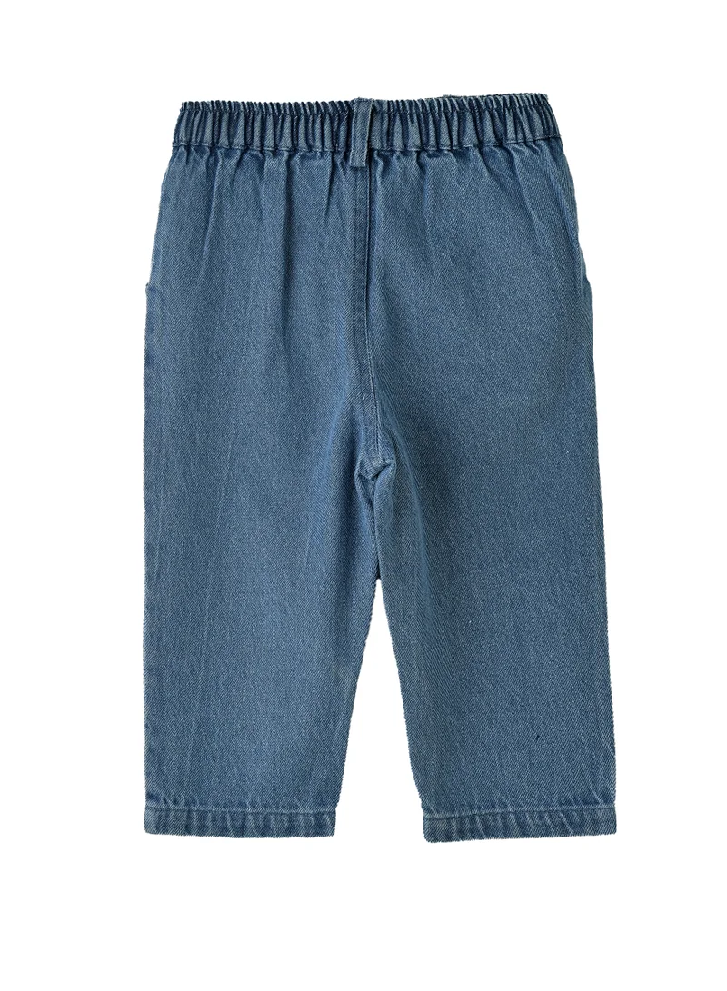 Jelliene Girls Denim Pants with Floral Embroidery