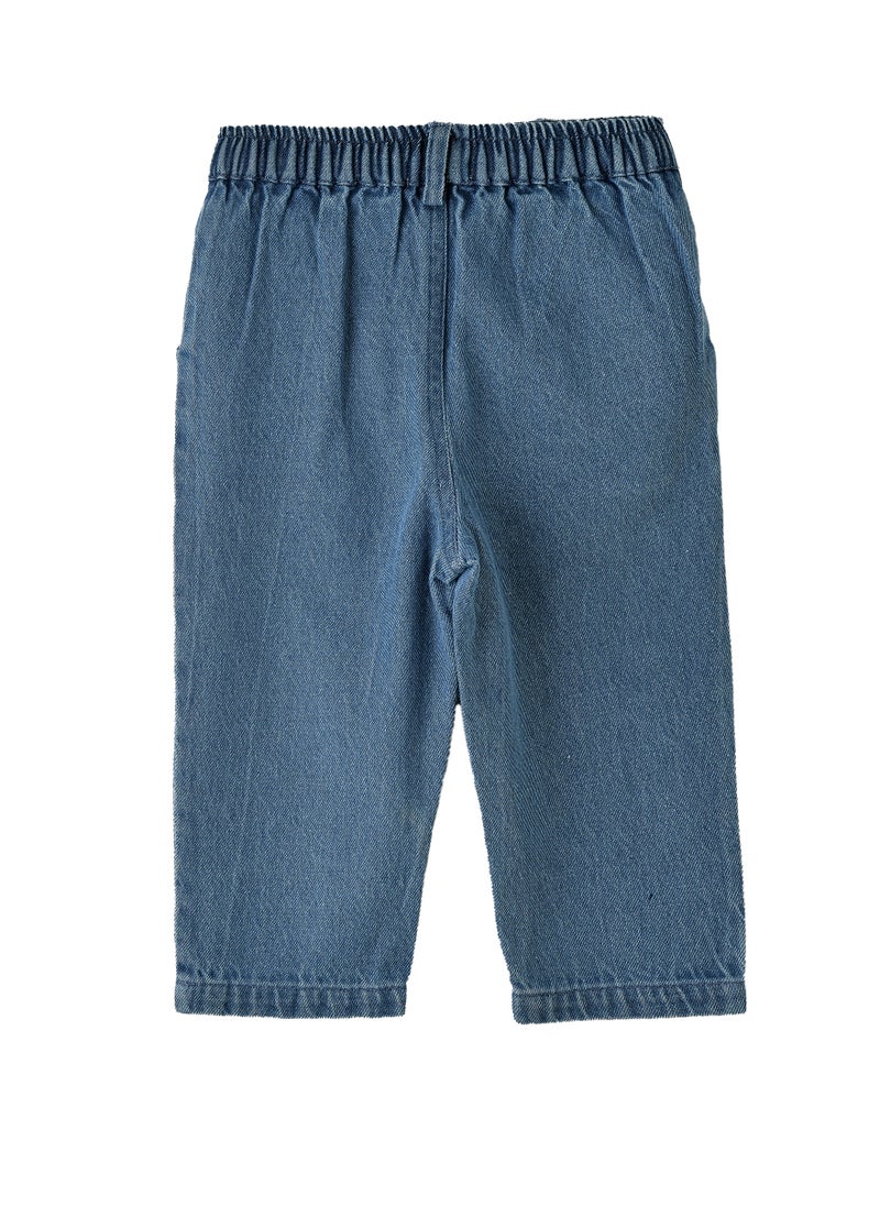 Jelliene - Girls Denim Pants with Floral Embroidery - Image 1