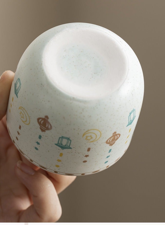 ZAHA Pottery coffee mug, Lantern and moon pattern, Arabica coffee cup, 180ml, 1pc - Image 4