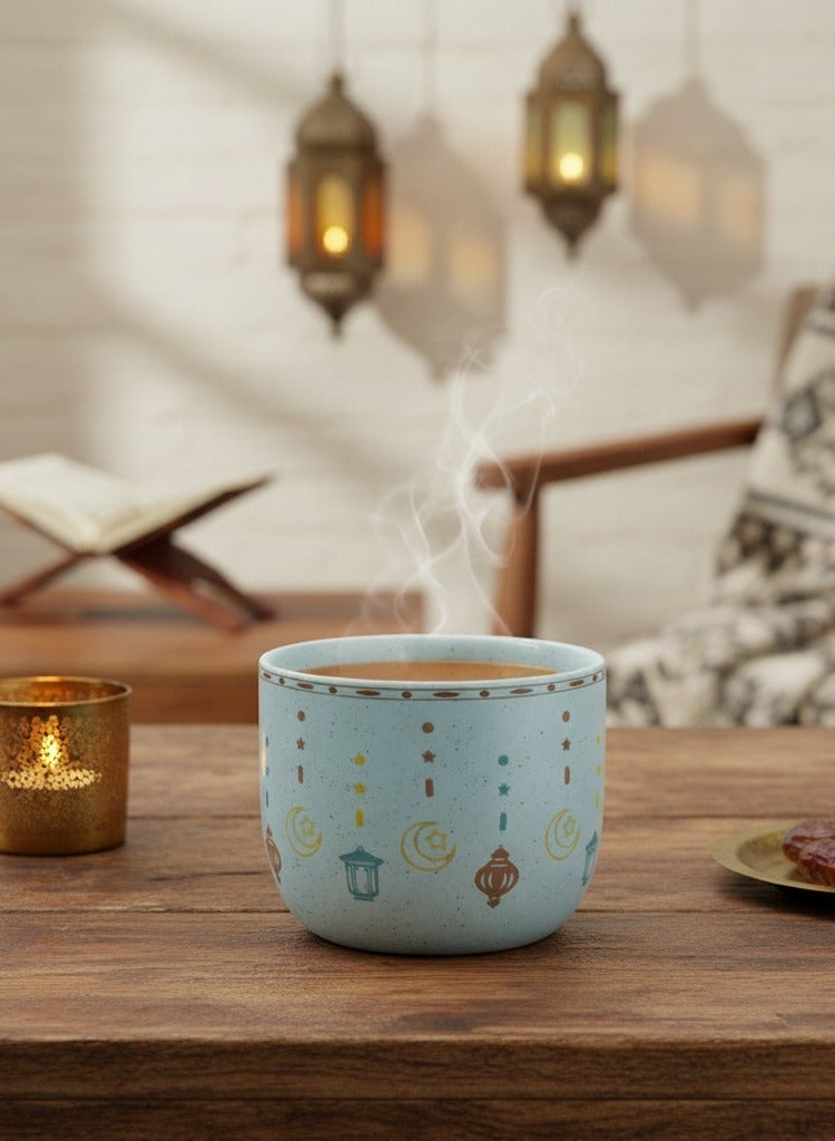 ZAHA Pottery coffee mug, Lantern and moon pattern, Arabica coffee cup, 180ml, 1pc - Image 1