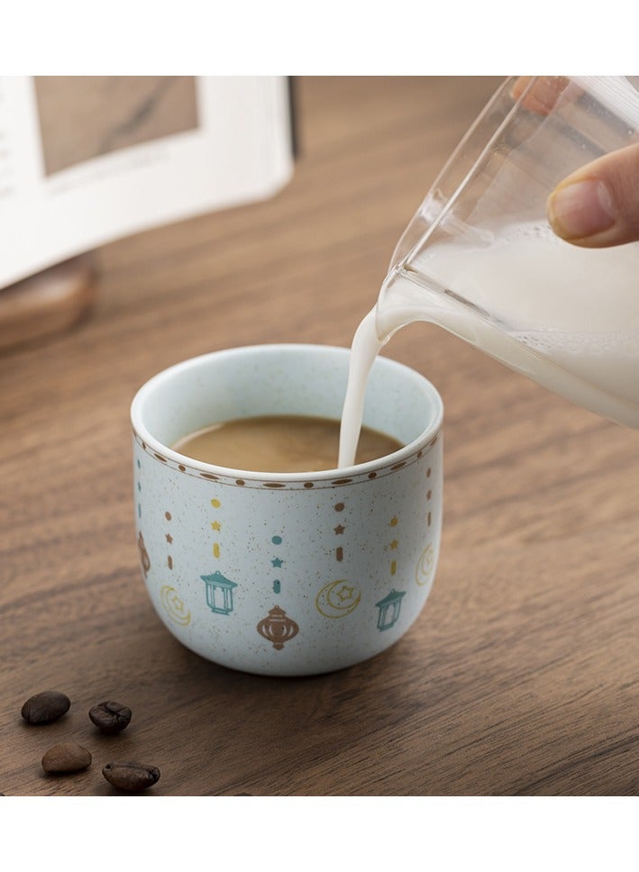 ZAHA Pottery coffee mug, Lantern and moon pattern, Arabica coffee cup, 180ml, 1pc - Image 2