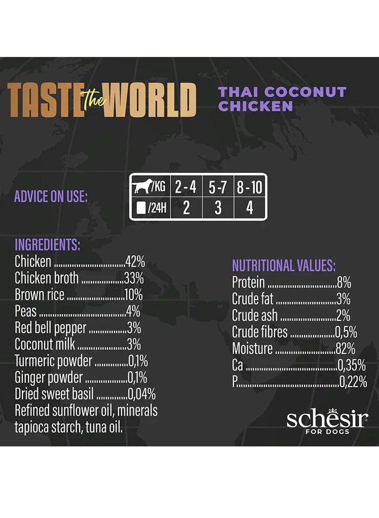 Schesir Pack of 8 Taste The World Dog Wholefood - Thai Coconut Chicken 8x150g - Image 4
