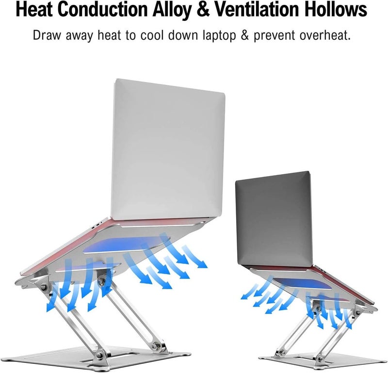 SMILEE Adjustable Laptop Stand For Desk, Multi-Angle Laptop Holder For Laptop Up To 15 Inches, Compatible For Macbook Pro/Air, Surface Laptop (Silver) - Image 4