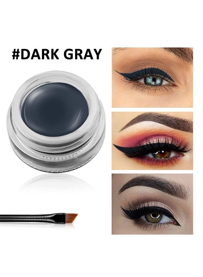 Erinde Gel Eyeliner, Waterproof Long Lasting Cream Eyeliner Gel, High-Intensity Pigments Smudge-Proof Eye Liner Makeup, Eyeshadow Primer Eyeliner with 2PCS Eyeliner Brushes 08# Dark Gray  - Image 2