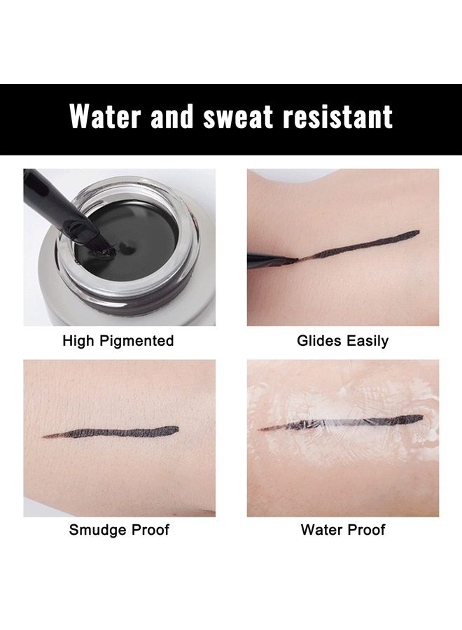 Erinde Gel Eyeliner, Waterproof Long Lasting Cream Eyeliner Gel, High-Intensity Pigments Smudge-Proof Eye Liner Makeup, Eyeshadow Primer Eyeliner with 2PCS Eyeliner Brushes 08# Dark Gray  - Image 4