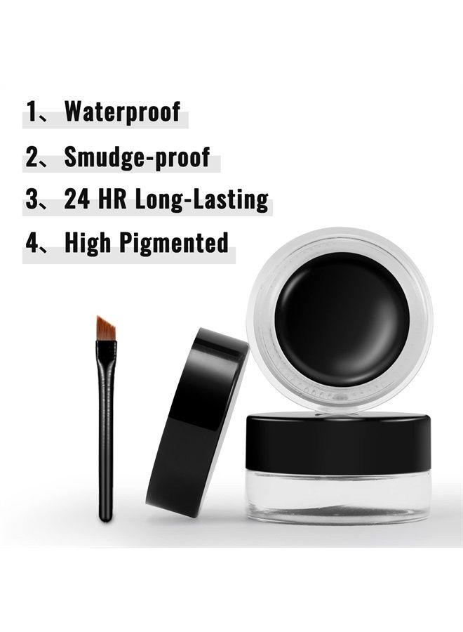 Erinde Gel Eyeliner, Waterproof Long Lasting Cream Eyeliner Gel, High-Intensity Pigments Smudge-Proof Eye Liner Makeup, Eyeshadow Primer Eyeliner with 2PCS Eyeliner Brushes 08# Dark Gray  - Image 3