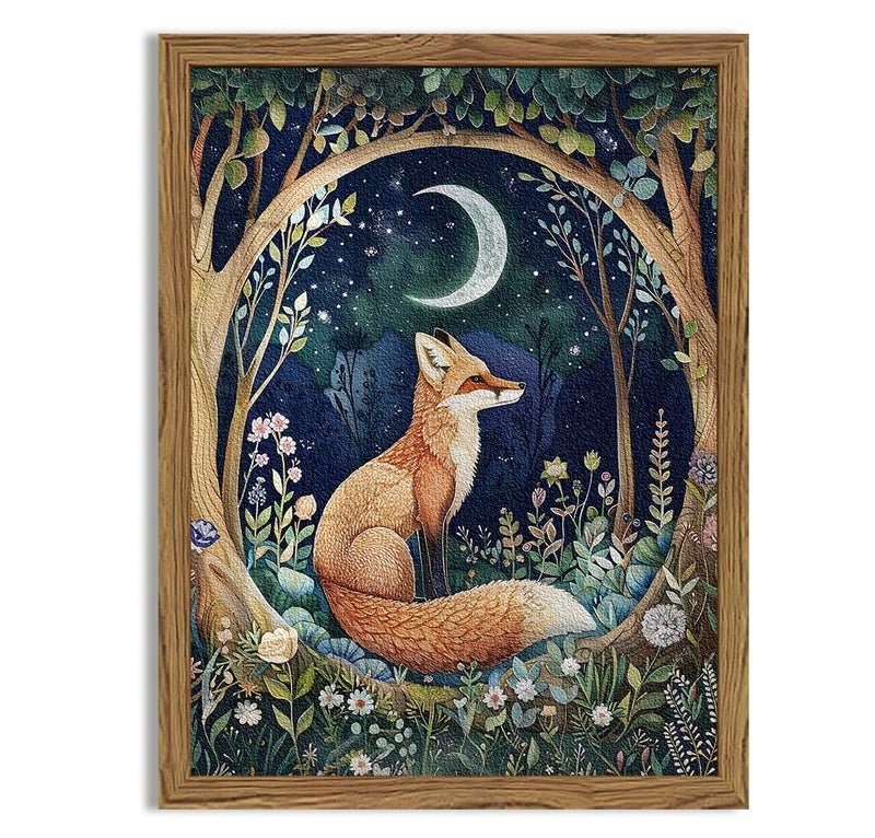 Hwetui Framed 3D Textured Vintage Wall Art Cottagecore Hand Drawn Sandstone Fox Paintings Wall Decor Whimsical Forest Animal Floral Botanical Aesthetic for Bedroom Living Room Nursery 12x16 inch - Image 2
