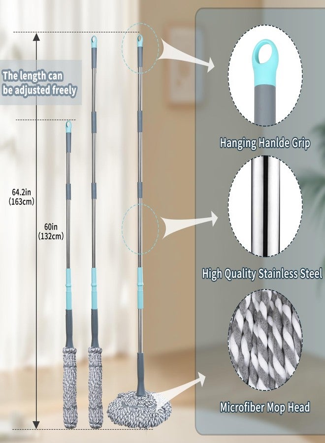 GRAREND Self-Wringing Twist Mop for Floor Cleaning, Long Handled Microfiber Floor Mop with Top Scouring Pad for Kitchen, Hardwood, Restaurant, Bathroom, Garages, Warehouses, Office, 64-inch , Grey - Image 4