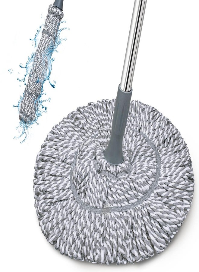 GRAREND Self-Wringing Twist Mop for Floor Cleaning, Long Handled Microfiber Floor Mop with Top Scouring Pad for Kitchen, Hardwood, Restaurant, Bathroom, Garages, Warehouses, Office, 64-inch , Grey - Image 1