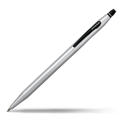 Cross Click Chrome & Black Refillable Rollerball Pen – Medium Point, Black Ink, Presented in a Luxury Gift Box - Image 1
