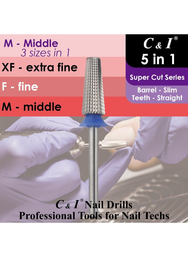C & I C I 5 في 1 بت ثقب الأظافر نسخة محدثة سلسلة القطع الفائقة Efile لجهاز ثقب الأظافر تصميم خاص للأظافر الجل الصلبة والأظافر الأكريليكية إزالة برميل نحيف وسط M - Image 4