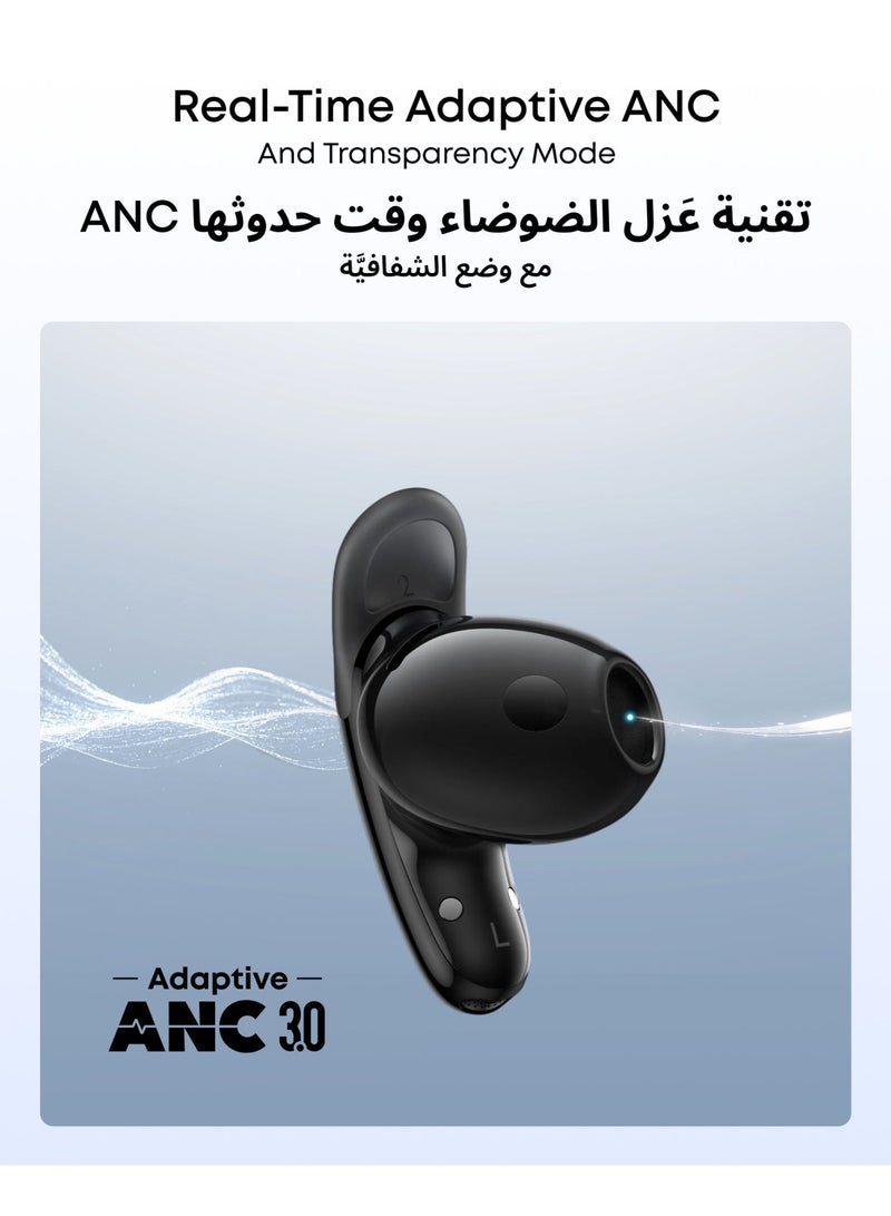 Soundcore Liberty Buds by Anker, Semi-in-Ear Design, Removable Ear Fins, Real-Time Adaptive Noise Cancelling, Fast Charging, Wireless Bluetooth Earbuds,Translation Earbuds, 30H Playtime black - Image 3