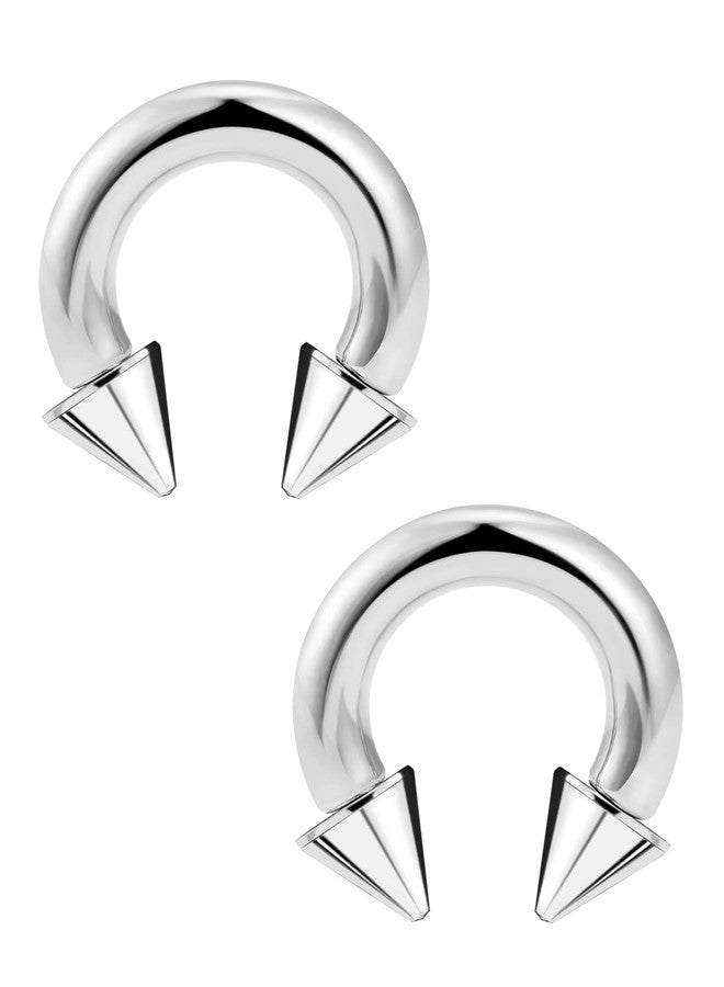 Ftovosyo PA Ring Internally Threaded Spike Circular Barbells Horseshoe Large Septum Ring Ear Gauges Earrings 4G 5mm 12mm 1/2" 316L Surgical Steel Pierced Body Jewelry for Women Men - Image 1