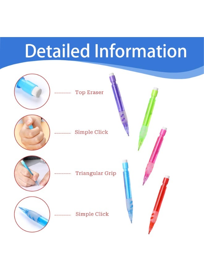 SUNSAR 10 Pcs Mini Mechanical Pencils 0.7 mm, Automatic Pencils with Erasers, Silicone Handguard for Writing Drawing Sketching - Image 3