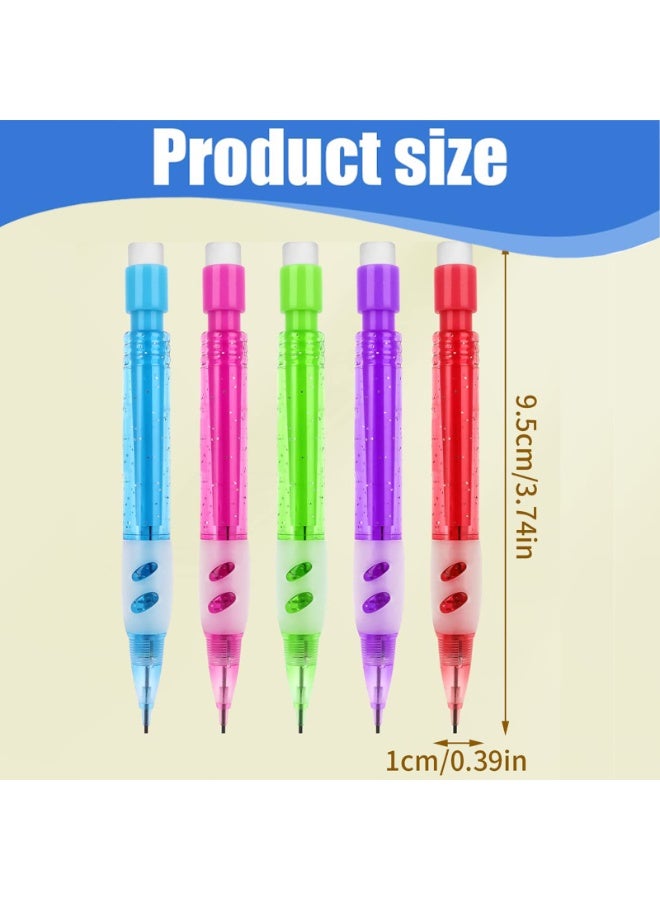 SUNSAR 10 Pcs Mini Mechanical Pencils 0.7 mm, Automatic Pencils with Erasers, Silicone Handguard for Writing Drawing Sketching - Image 2