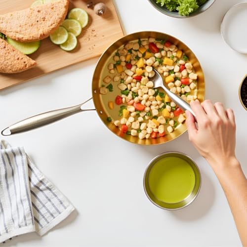 NUTRION Pure Bronze Frying Pan - 9''/24Cm, 1.4 Liter Traditional Indian Cooking Pan/Tawa for Cooking with Health-Boosting Properties (Medium Pan) - Image 5