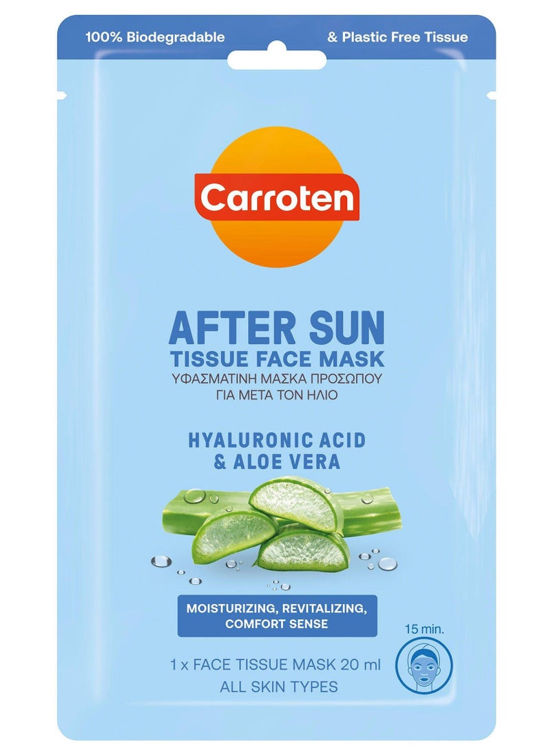 Carroten After Sun Hydrating Tissue Face Mask With Hyaluronic Acid & Aloe Vera 1 X 20 ML - Image 1