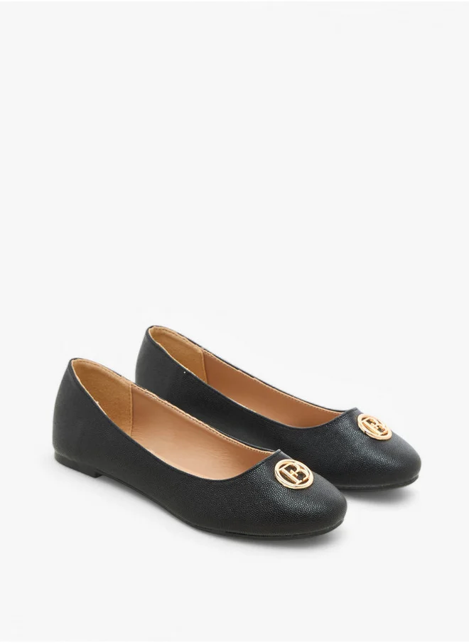 Flora Bella By Shoexpress Metal Accent Slip-On Ballerinas