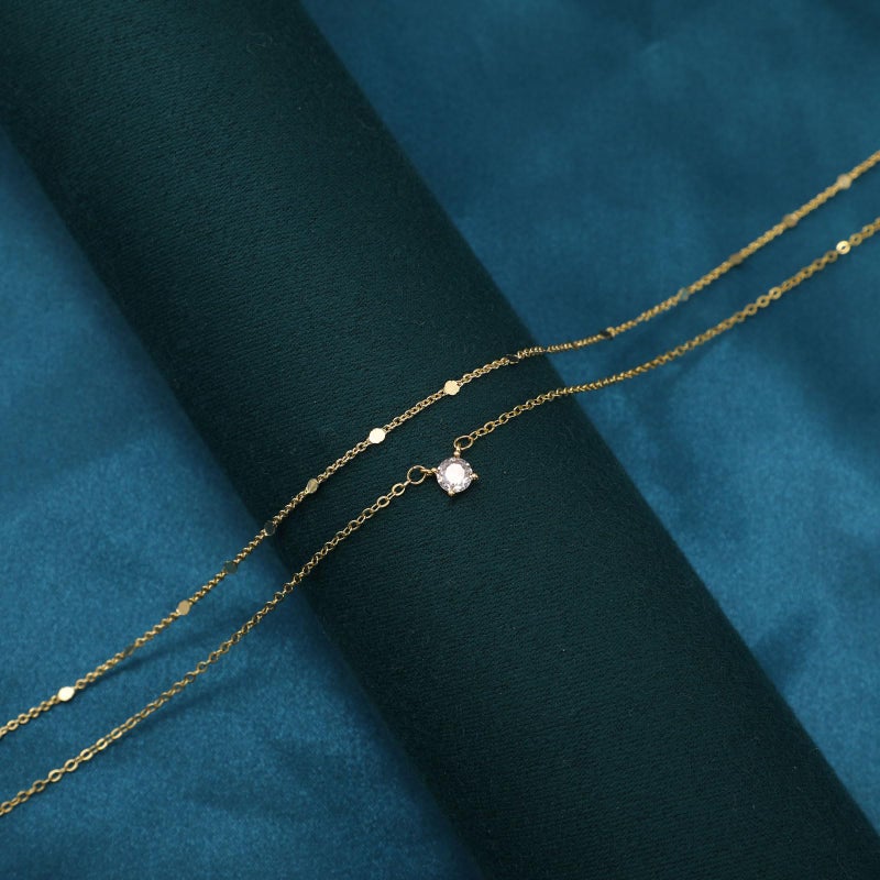 BERISO 14K Gold/Silver Plated Choker Necklace for Women Shining Dots Station Gold Chain Necklace Beads Sparkle Chain Necklace Link Chain Exquisite Jewelry for women - Image 5