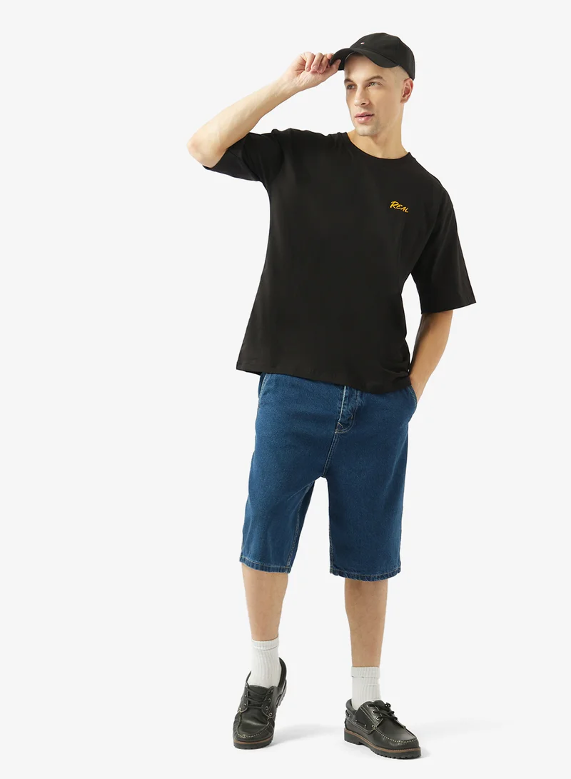 Seventy Five  Graphic Crew Neck Oversize Drop Shoulder T-Shirt for Men | Best Price UAE