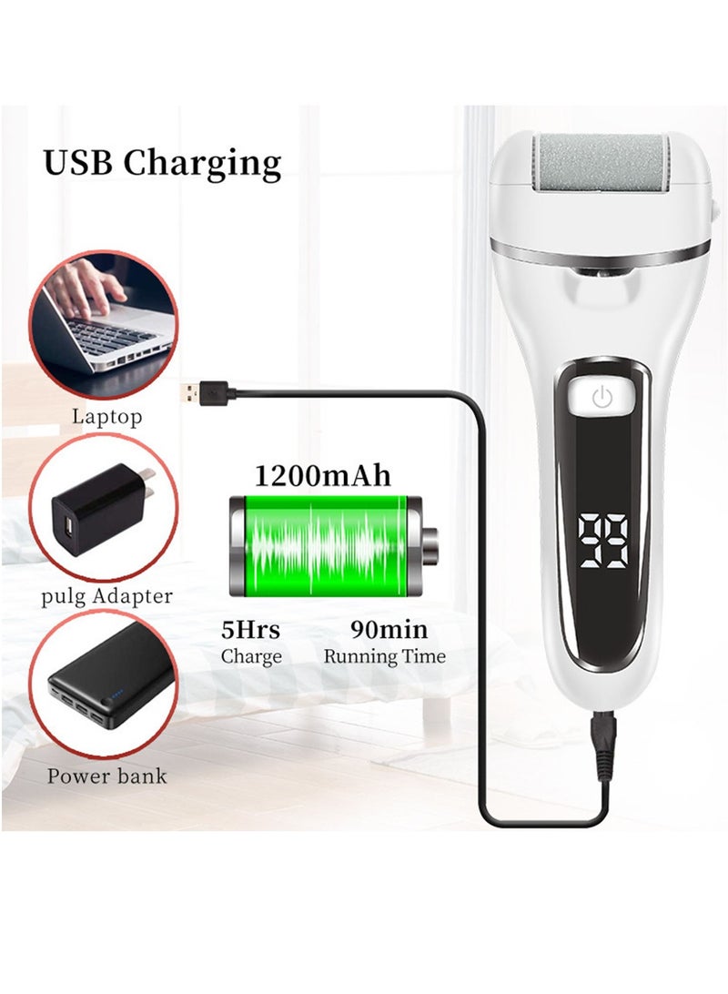 Generic Electric Callus Remover for Feet with 3 Roller Heads 2 Speed Rechargeable Waterproof Professional Pedicure Kit 18 in 1 Foot File Tools Perfect for Dead Hard Cracked Dry Skin,White. - Image 2