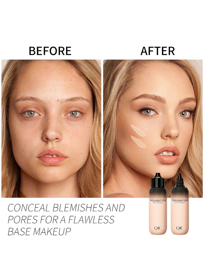 كيو اي سي كريم أساس خفيف وحريري كريم أساس خفيف وحريري كريم أساس معصوم 24 ساعة كريم أساس فريش وير تغطية كاملة طويل الأمد عديم الوزن لمسة نهائية ناعمة مقاوم للماء رطب وشفاف 30 جم 02 لون طبيعي - Image 4