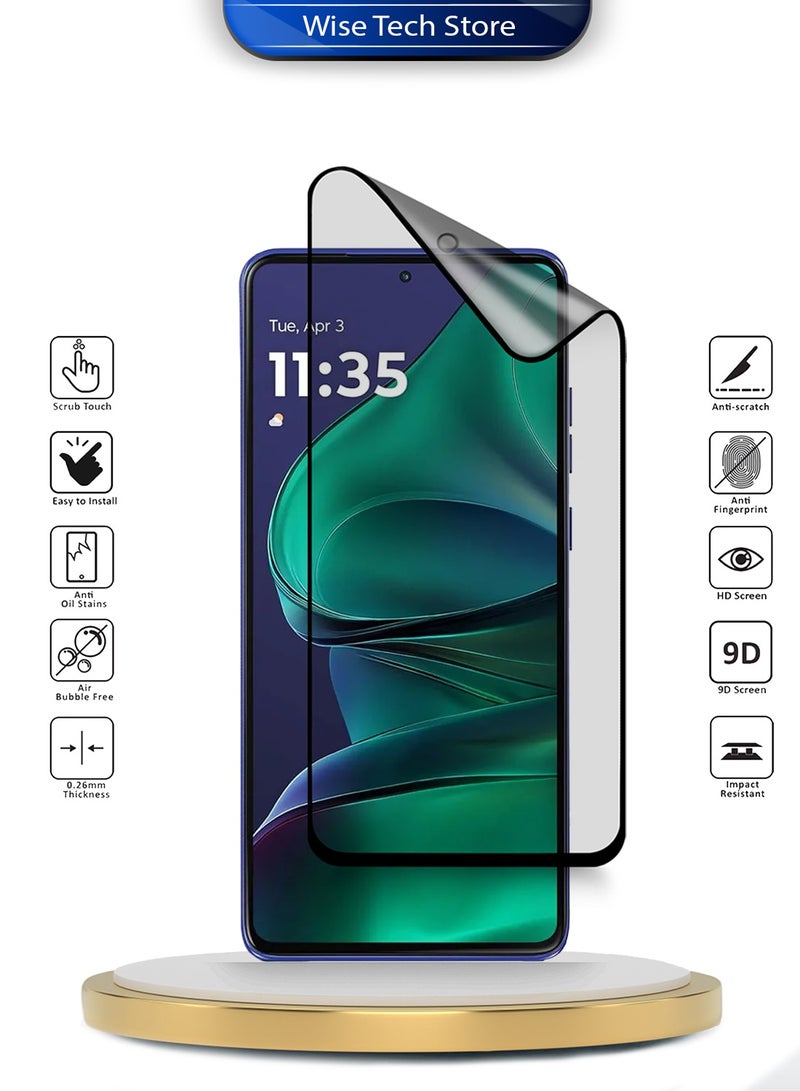 دبليو تيك حامي شاشة مرن مات لموتورولا إيدج 60 ستايلس 5G 2025، سيراميك نانو فاخر، لصق كامل، تغطية كاملة (MSCNMN) - شفاف/أسود - Image 1