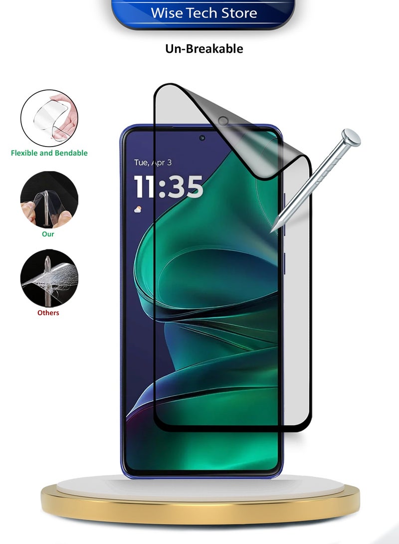 دبليو تيك حامي شاشة مرن مات لموتورولا إيدج 60 ستايلس 5G 2025، سيراميك نانو فاخر، لصق كامل، تغطية كاملة (MSCNMN) - شفاف/أسود - Image 2