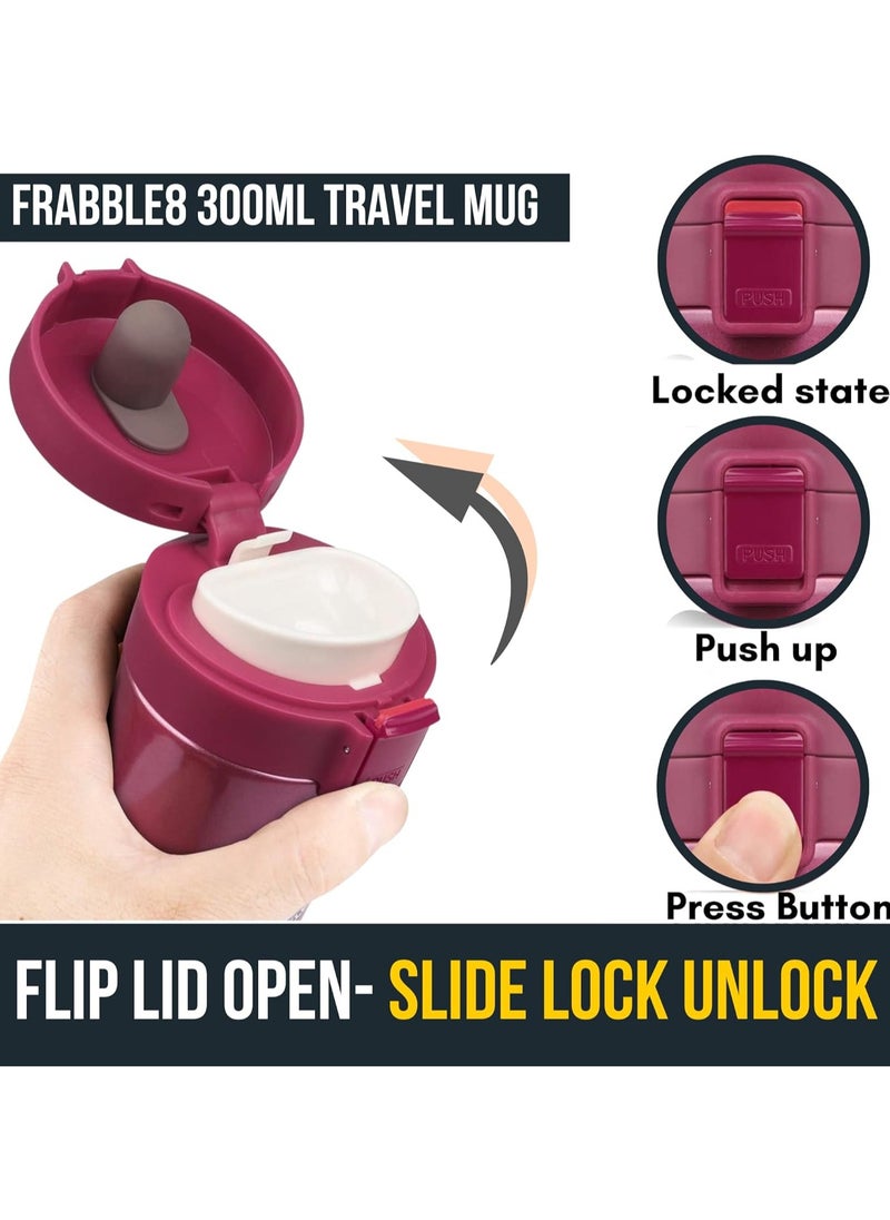 فرابل8 - Frabble8 جدار مزدوج 300 مل معزول بالفراغ من الفولاذ المقاوم للصدأ كوب شاي وقهوة وقارورة ترمس للسفر - كوب مع غطاء قلاب ومصفاة شبكية ساخنة وباردة لمدة 5... - Image 1