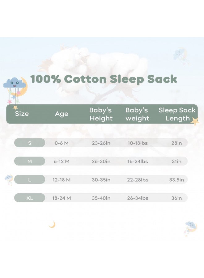 YOOFOSS Yoofoss Baby Sleep Sack 6-12 Months Wearable Blanket for Babies 100% Cotton 2-Way Zipper TOG 0.5 Toddler Sleeping Sack 3 Pack, Soft Lightweight Sleep Sacks - Image 4