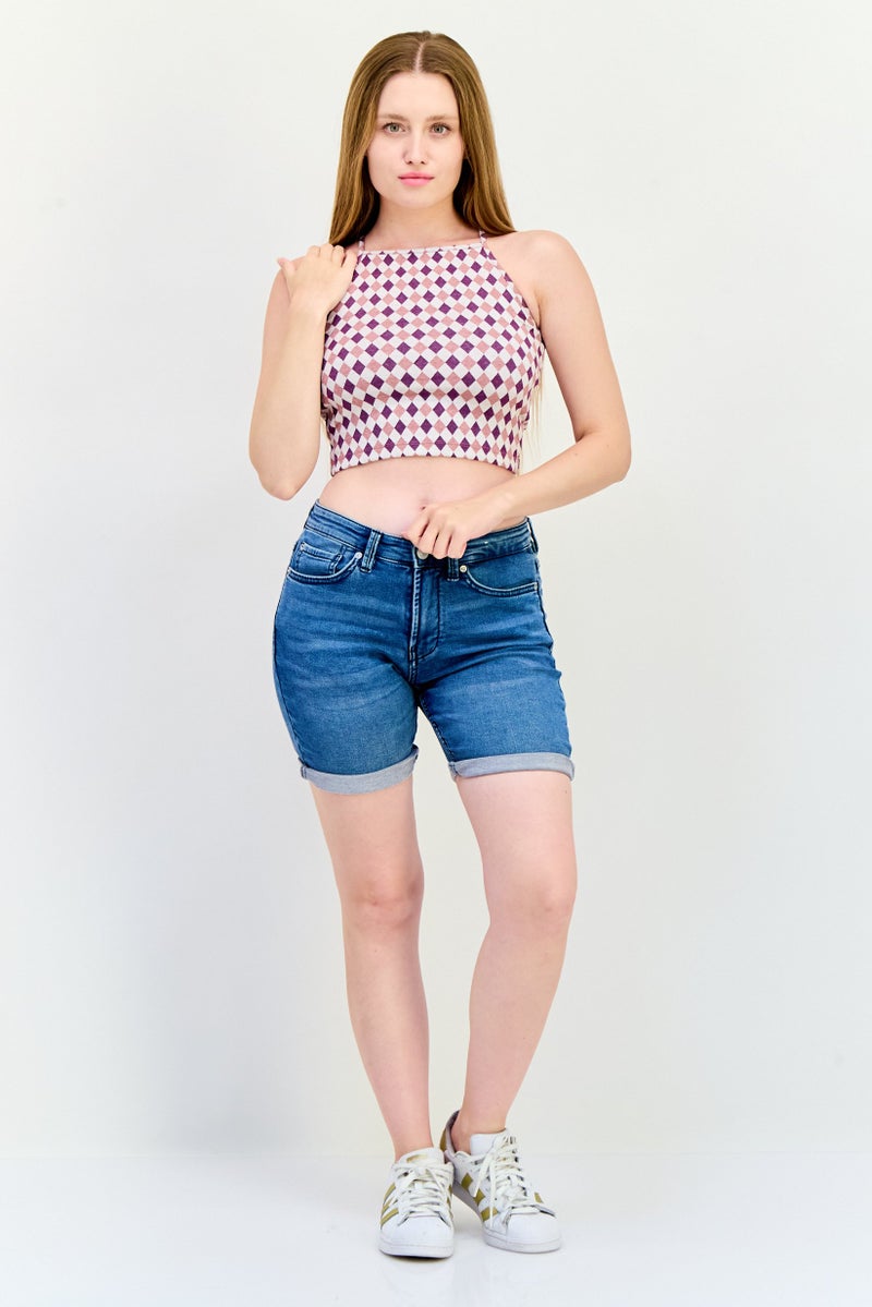 ONLY Women Square Neck Diamond print Tank Top, Multicolor - Image 4